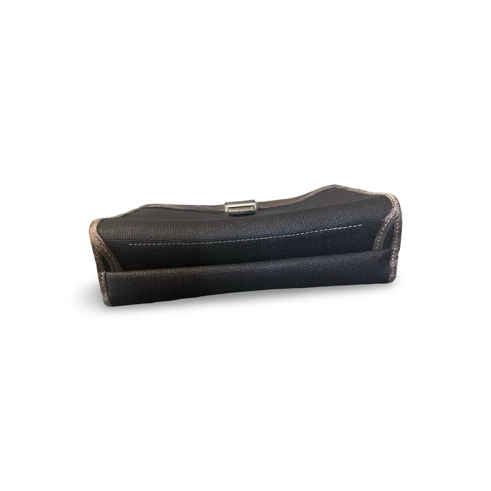 Dunhill London Vintage Toiletry Travel Bag Black Canvas Brown Leather